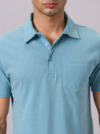 Men's Blue 100% Organic Cotton Regular Fit Tshirt