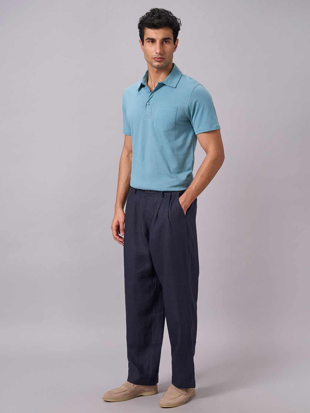 Men's Blue 100% Organic Cotton Regular Fit Tshirt