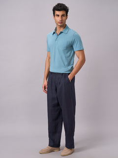 Men’s Organic Cotton Regular Fit Solid Polo T-Shirt Blue