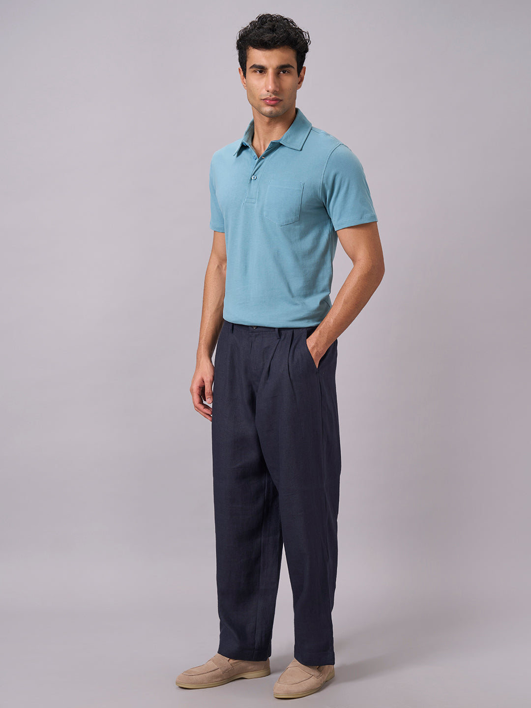 Men's Blue 100% Organic Cotton Regular Fit Tshirt
