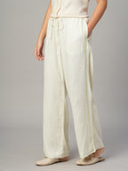 Women's Natural Linen Viscose Regular Fit Pant