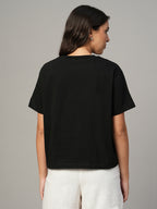 Women's Black 100% Organic Cotton Regular Fit Tshirt