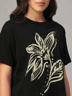 Women's Black 100% Organic Cotton Regular Fit Tshirt