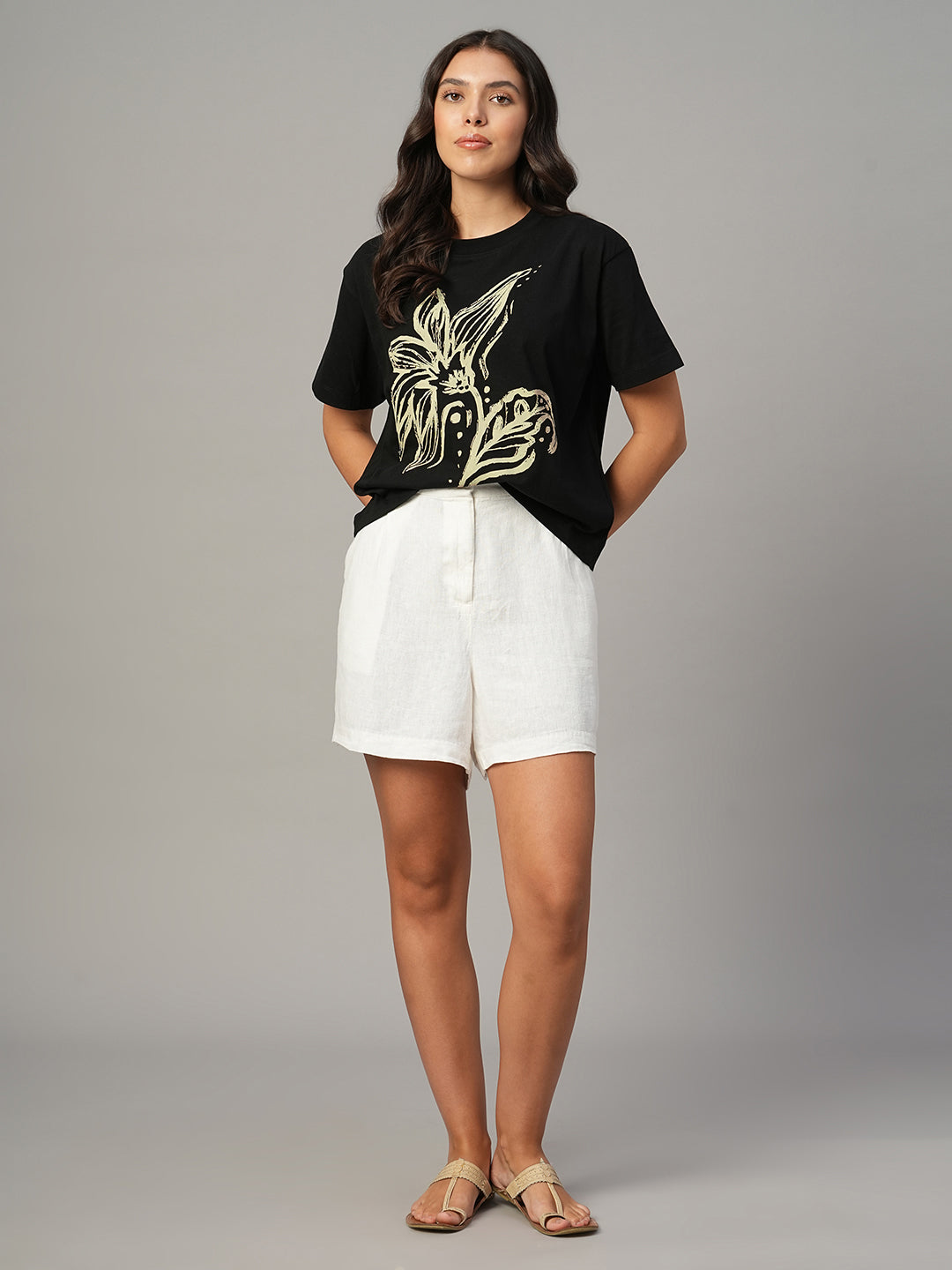 Women's Black 100% Organic Cotton Regular Fit Tshirt