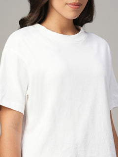 Women's White 100% Organic Cotton Regular Fit Tshirt