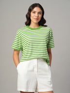 Women's Green 100% Organic Cotton Regular Fit Tshirt