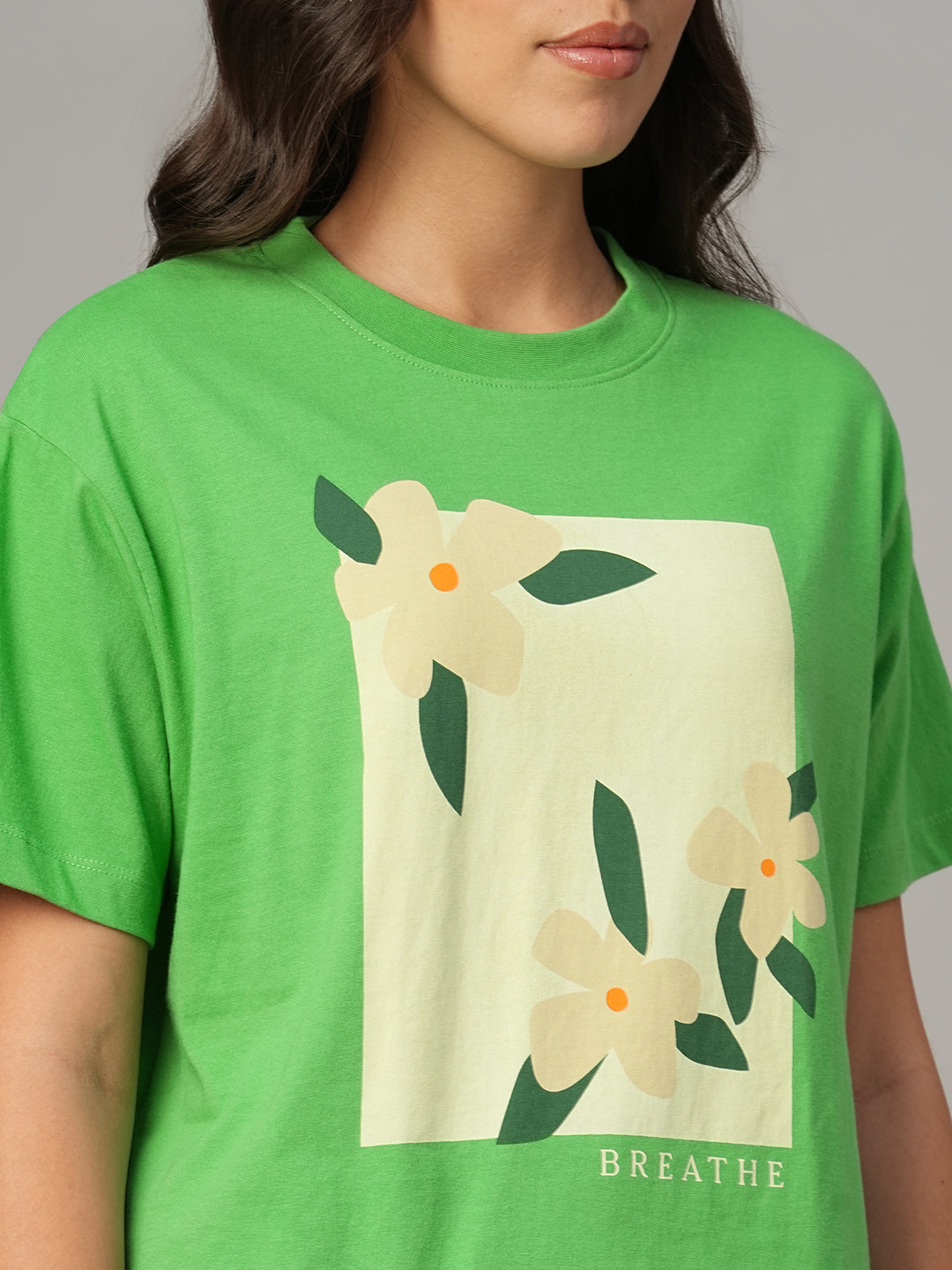 Women's Green 100% Organic Cotton Regular Fit Tshirt