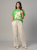 Women's Green 100% Organic Cotton Regular Fit Tshirt