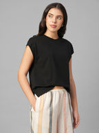 Women's Black 100% Organic Cotton Regular Fit Tshirt
