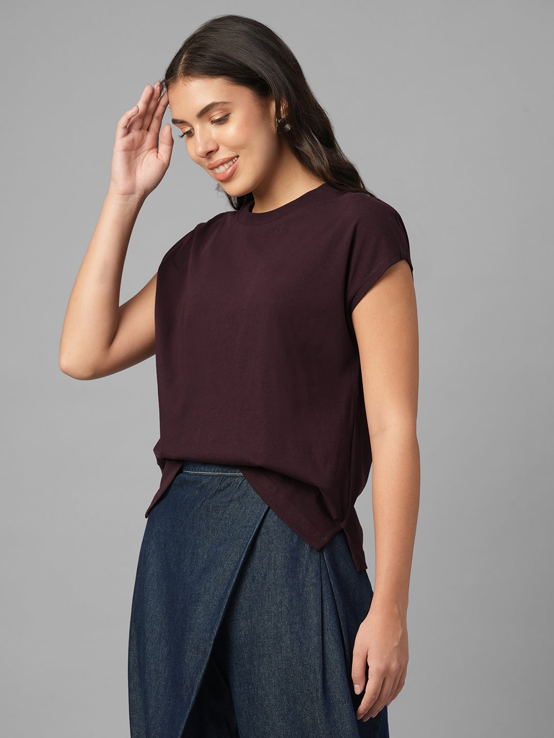 Women's Wine 100% Organic Cotton Regular Fit Tshirt