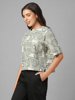 Women's Green Linen Cotton Regular Fit Blouse