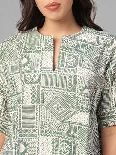 Women's Green Linen Cotton Regular Fit Blouse