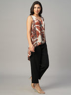 Women's Red Modal Viscose Regular Fit Blouse