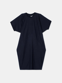 Women's Navy Cotton Elastane Boxy Fit Knit Dress