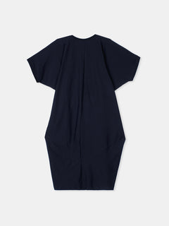 Women's Navy Cotton Elastane Boxy Fit Knit Dress
