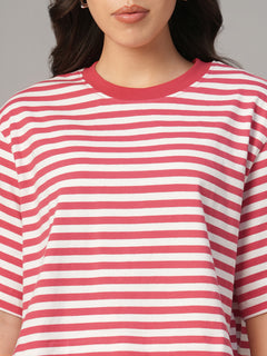 Women's Red 100% Organic Cotton Regular Fit Tshirt