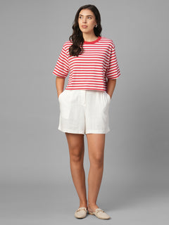 Women's Red 100% Organic Cotton Regular Fit Tshirt