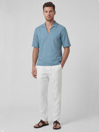 Men's Blue Linen Cotton Regular Fit Shirt
