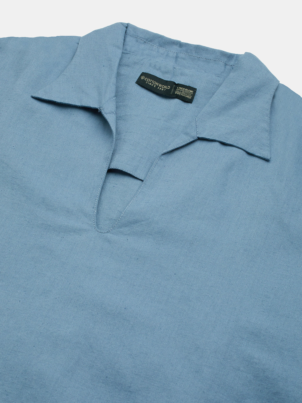 Men's Blue Linen Cotton Regular Fit Shirt