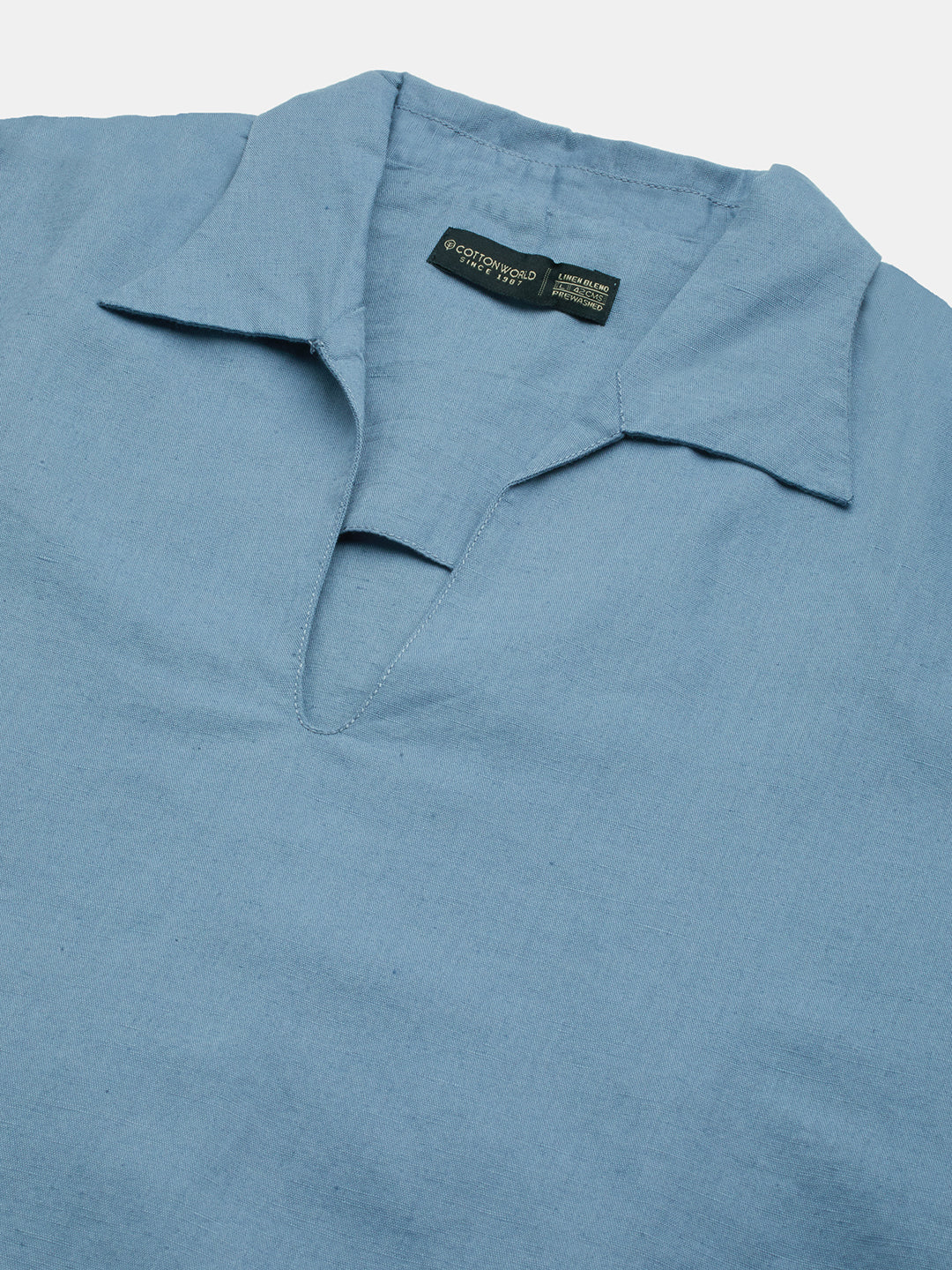 Men's Blue Linen Cotton Regular Fit Shirt