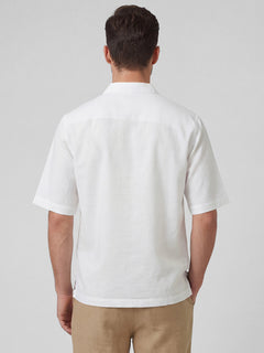 Men's Linen Cotton Regular Fit Pullover Shirt White