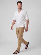 Men's White Linen Cotton Regular Fit Shirt