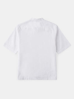 Men's Linen Cotton Regular Fit Pullover Shirt White