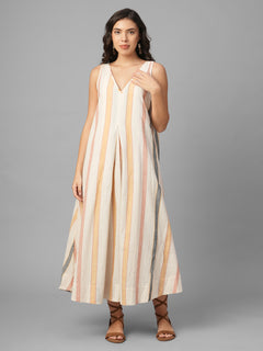 Women's Natural Linen Cotton Regular Fit Dress