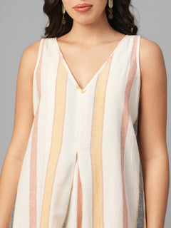 Women's Natural Linen Cotton Regular Fit Dress
