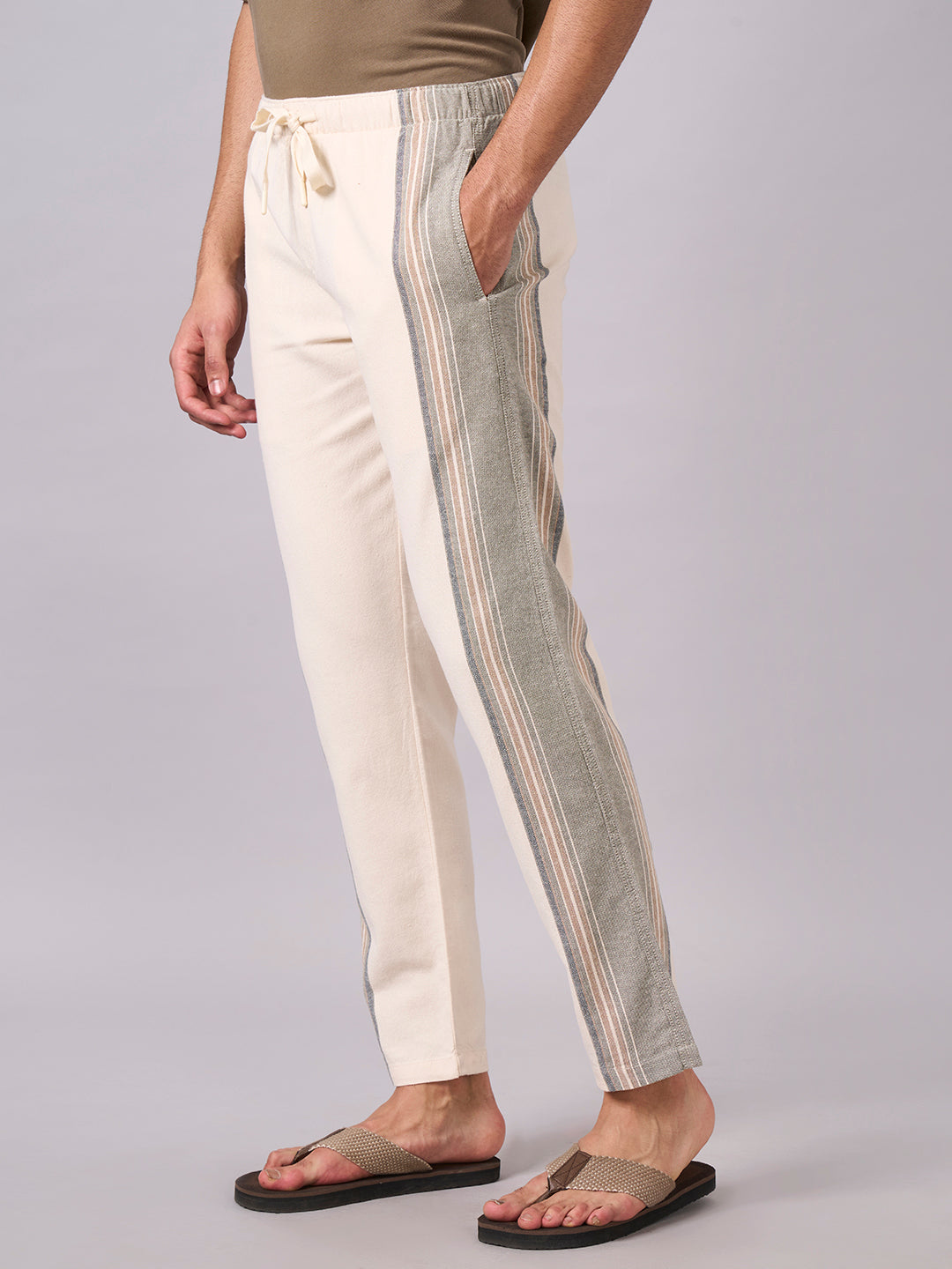 Men's Natural 100% Cotton Regular Fit Pant