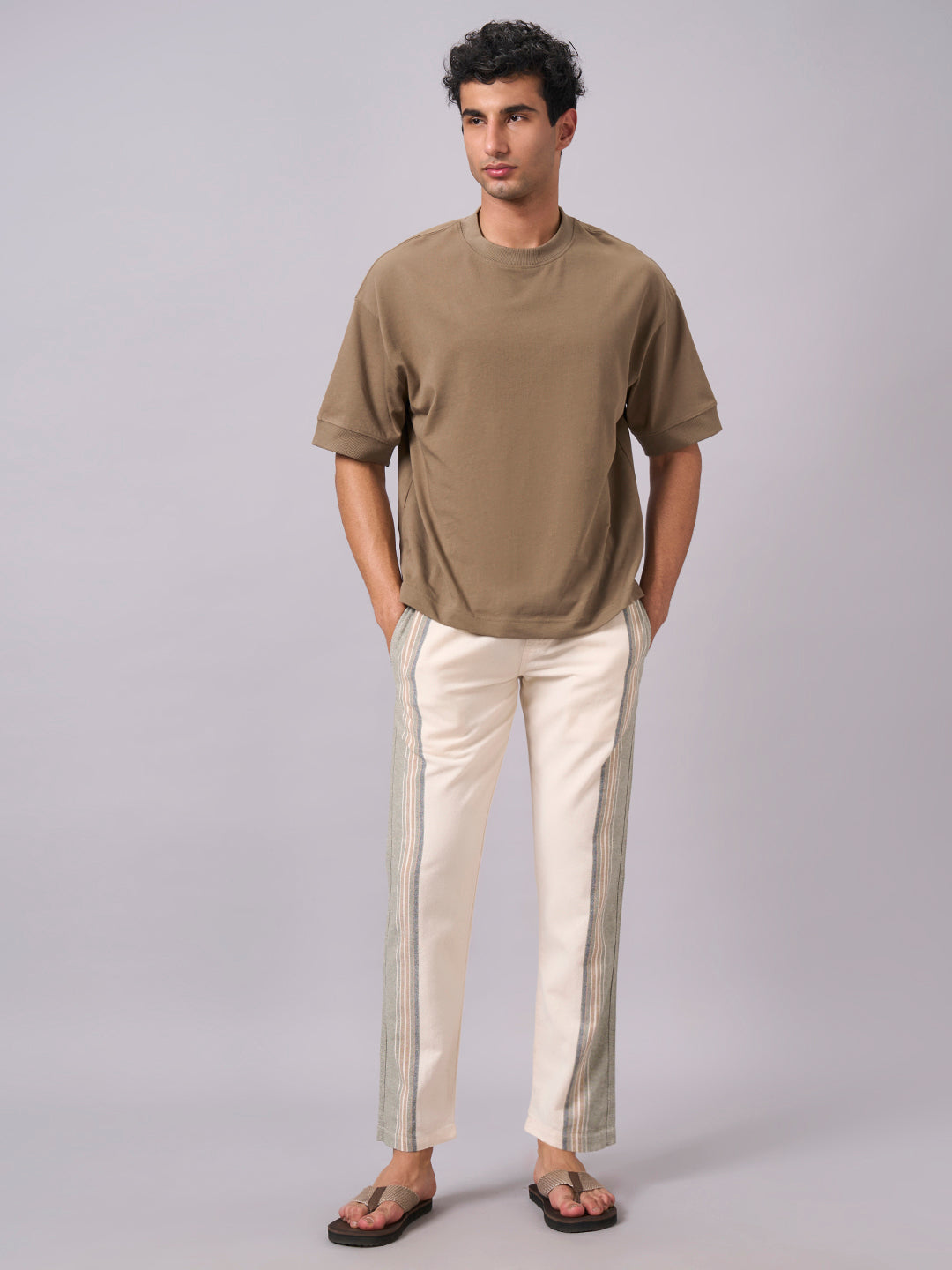 Men's Natural 100% Cotton Regular Fit Pant