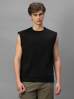 Men's Black 100% Organic Cotton Relax Fit Knit Vest