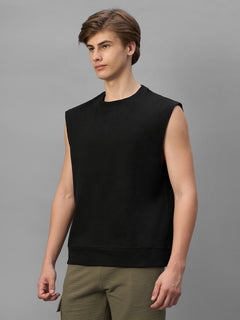 Men's Black 100% Organic Cotton Relax Fit Knit Vest