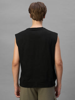 Men's Black 100% Organic Cotton Relax Fit Knit Vest