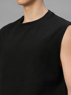 Men's Black 100% Organic Cotton Relax Fit Knit Vest