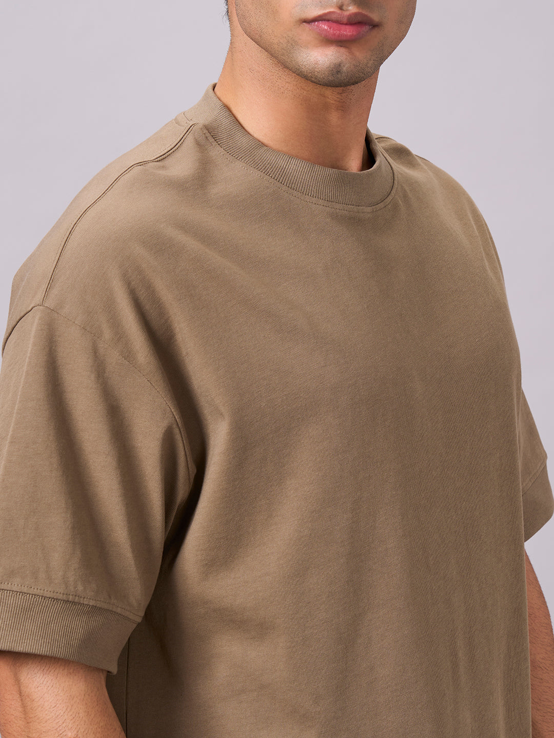 Men's Khaki 100% Cotton Relax Fit Tshirt
