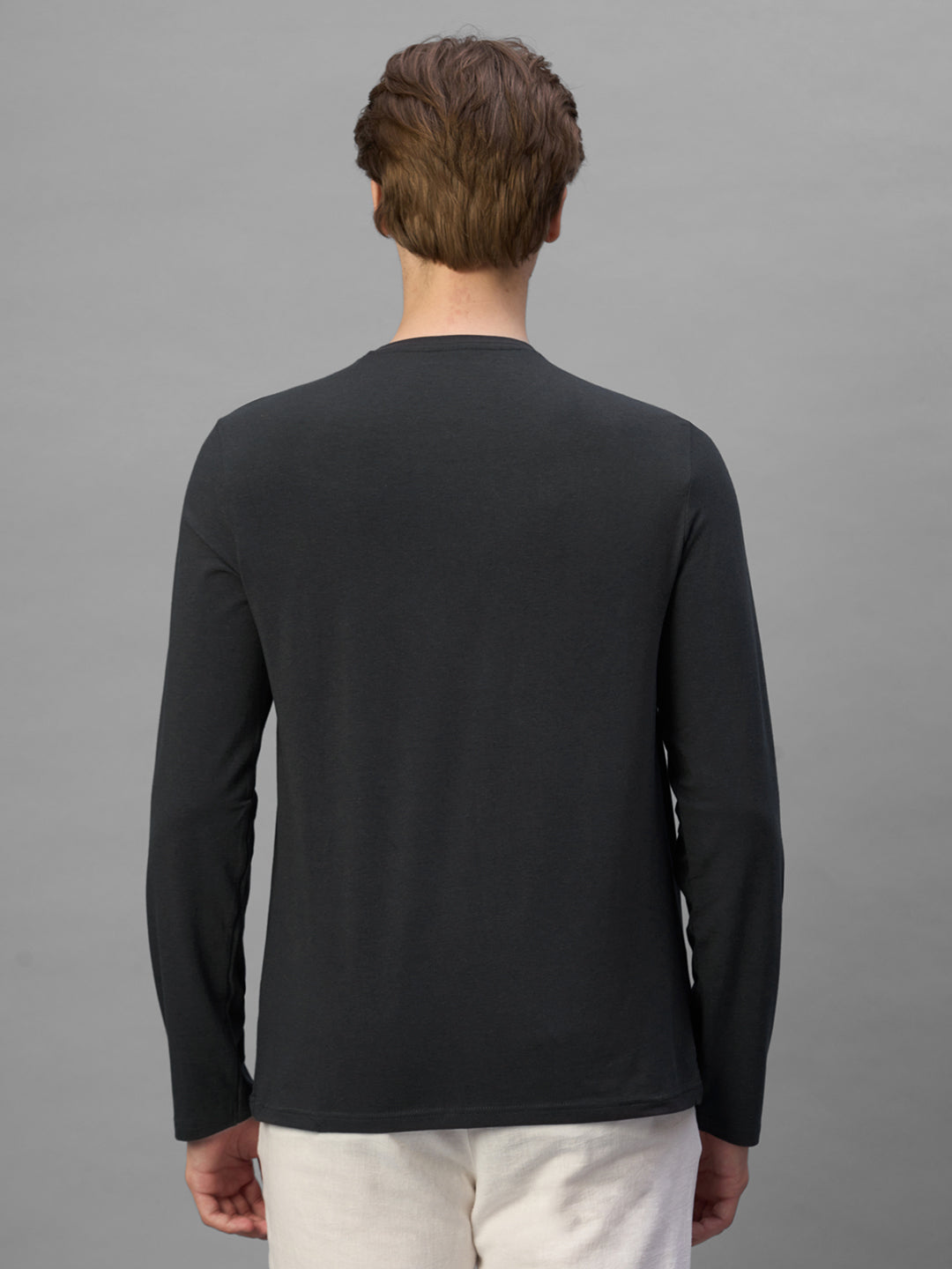 Men's Grey Cotton Bamboo Elastane Regular Fit Tshirt