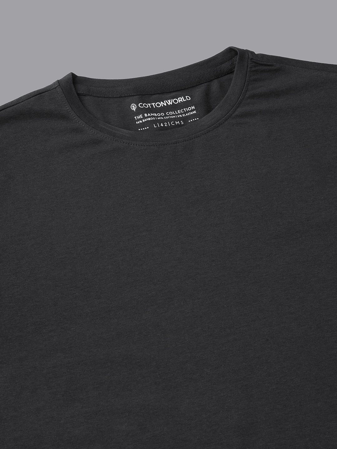 Men's Grey Cotton Bamboo Elastane Regular Fit Tshirt