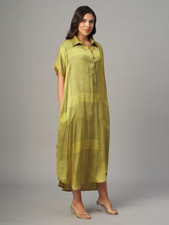Women's Mustard Modal Viscose Boxy Fit Dress