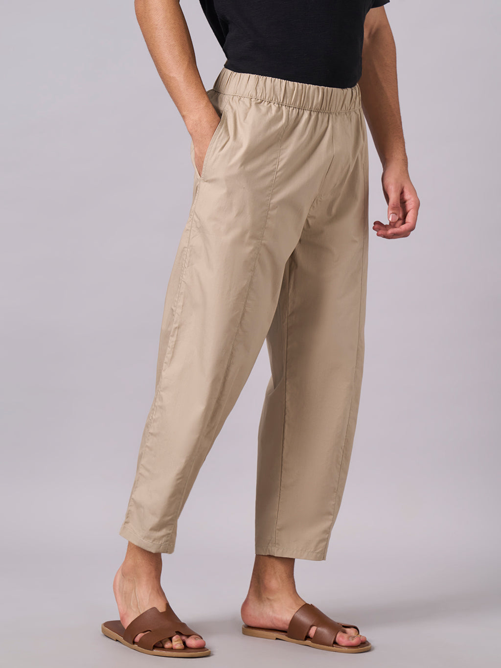 Men's Khaki 100% Cotton Loose Fit Pant