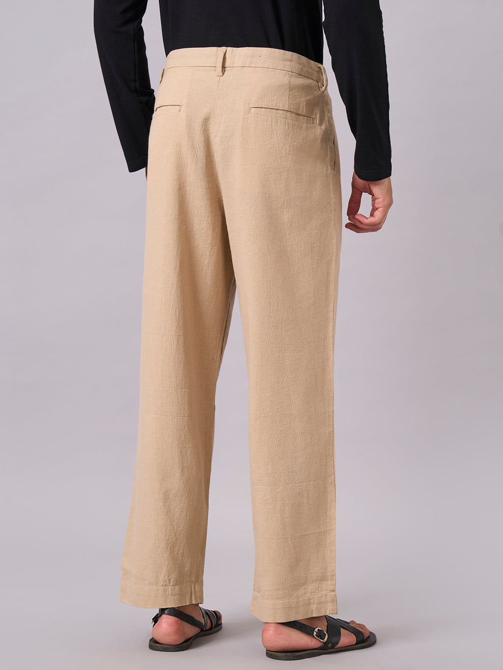 Men's Khaki 100% Cotton Loose Fit Pant