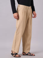 Men's Khaki 100% Cotton Loose Fit Pant