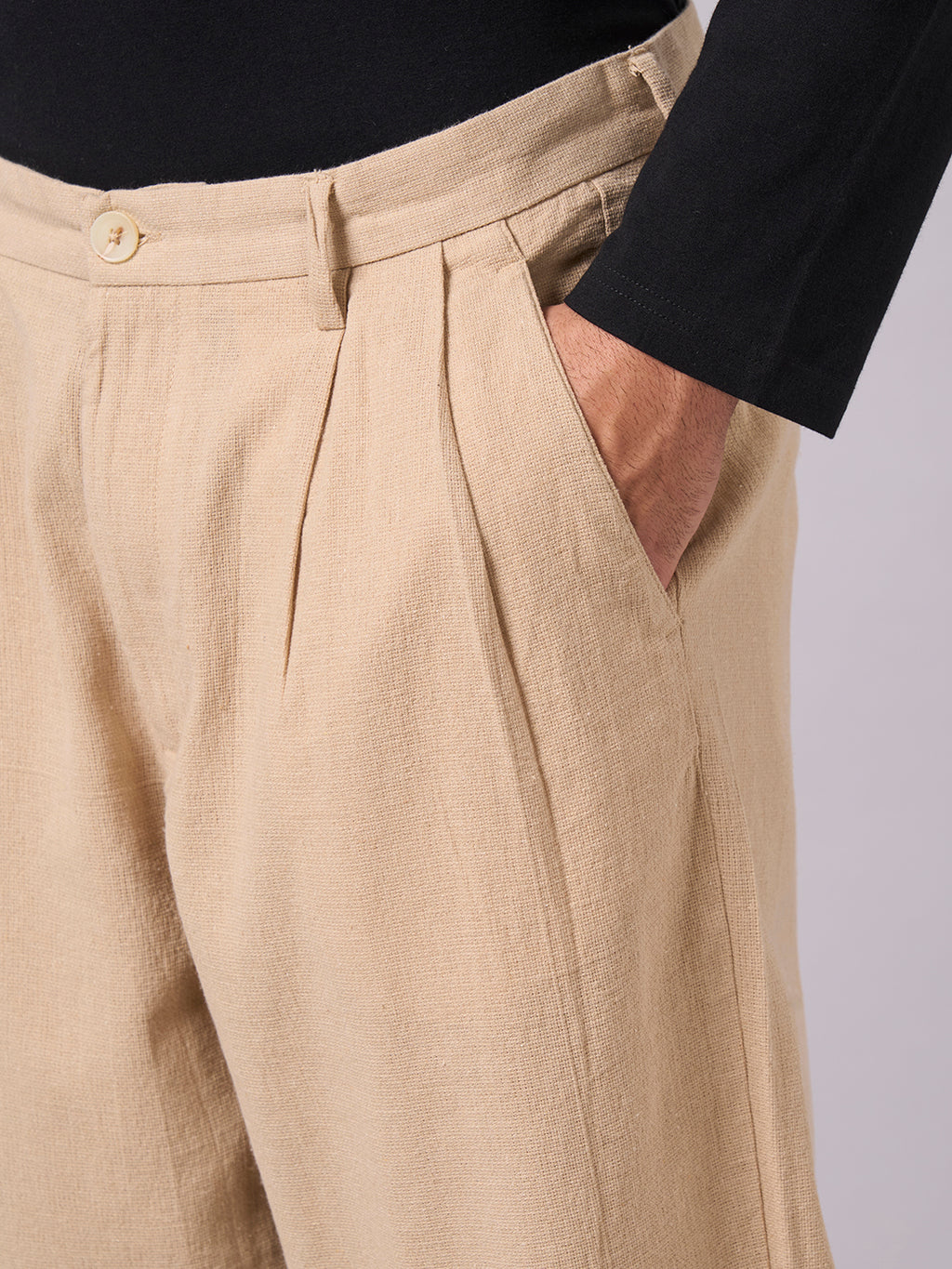 Men's Khaki 100% Cotton Loose Fit Pant