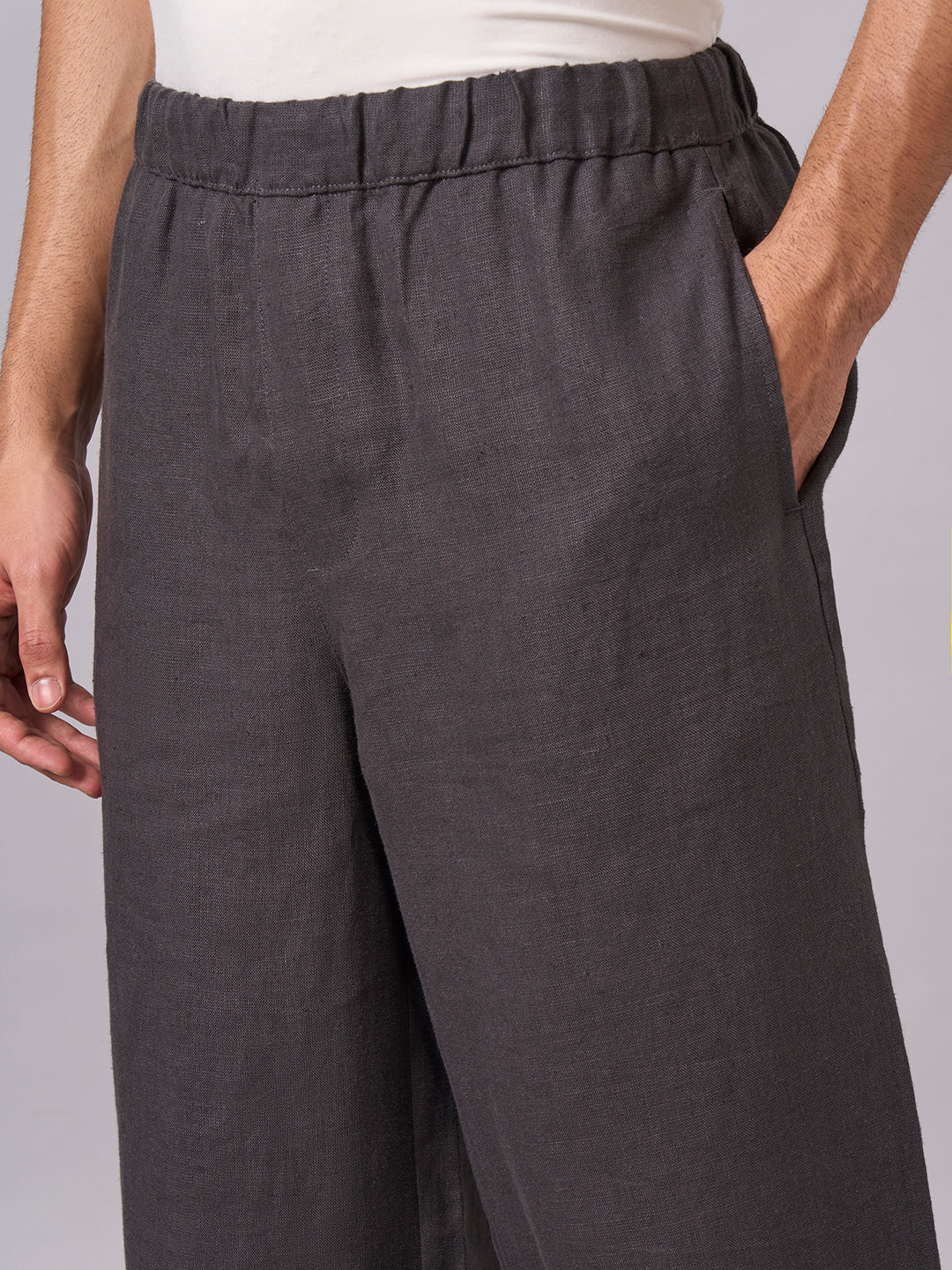 Men's Slate 100% Linen Loose Fit Pant