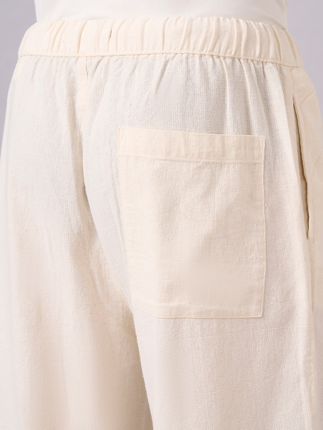 Men's Offwhite 100% Cotton Loose Fit Pant