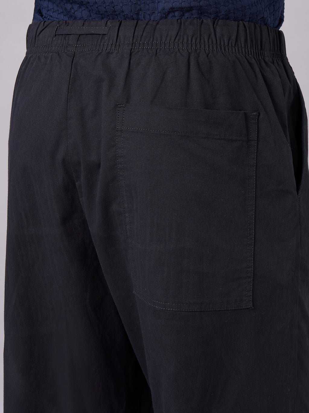 Men's Black Cotton Lycra Regular Fit Pant