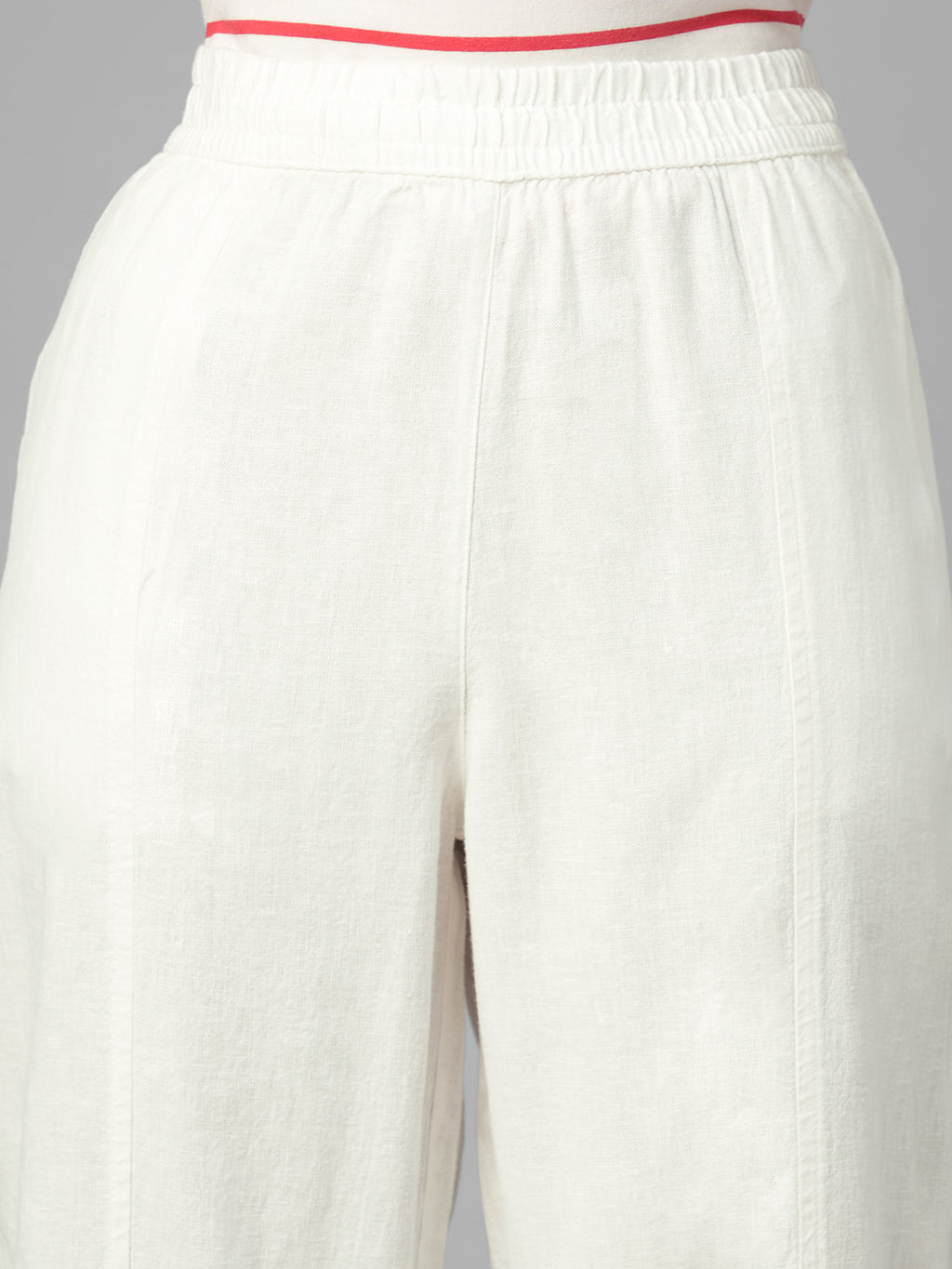 Women's White Linen Viscose Barrel Leg Pant