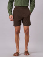 Men's Brown 100% Organic Cotton Regular Fit Knit Shorts