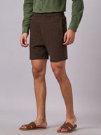 Men's Brown 100% Organic Cotton Regular Fit Knit Shorts