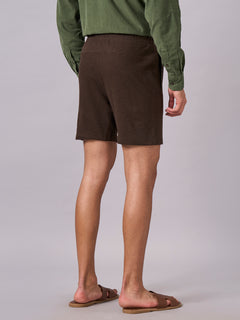 Men's 100% Organic Cotton Regular Fit Knit Shorts Brown